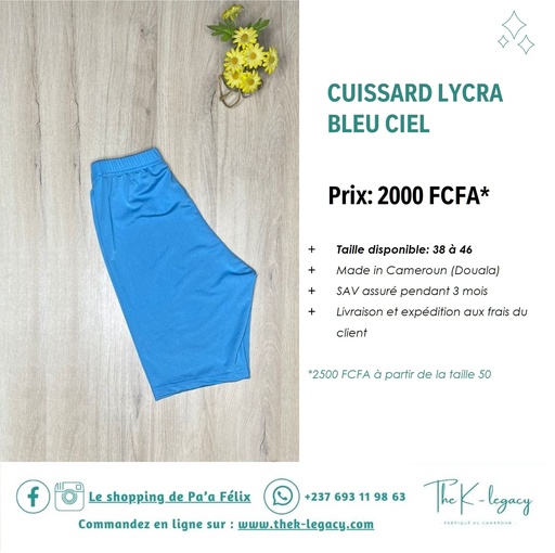 Cuissard Lycra Bleu Ciel