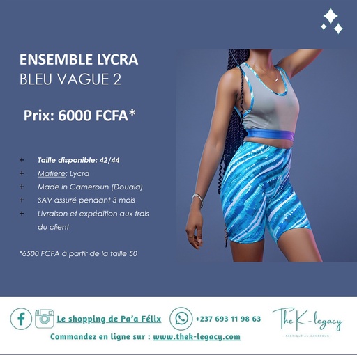 [ENSLYCRABLEUVAGUE2] Ensemble Lycra Bleu Vague 2