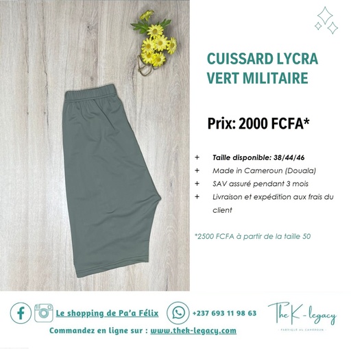 Cuissard Lycra Vert Militaire